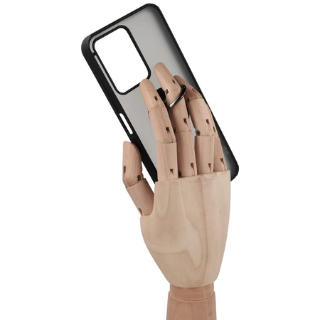 Etui z uchwytem na palec Bizon Case Hybrid Ring do Realme C33 / C30 / Narzo 50i Prime, przydymione z czarną ramką