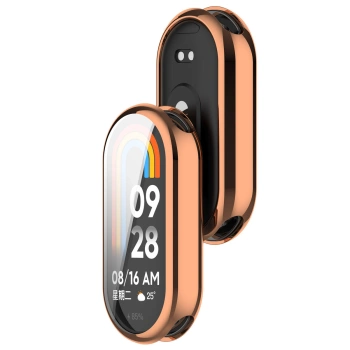 Etui z osłoną ekranu Bizon Case Watch Felipe do Xiaomi Smart Band 10, różowozłote
