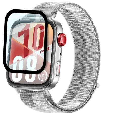 Szkło hybrydowe Bizon Glass Watch Edge Hybrid dla Huawei Watch Fit 4, czarne