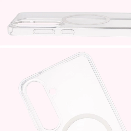 Etui z pierścieniem magnetycznym Bizon Case CrystalO do Galaxy S25 FE, przezroczyste
