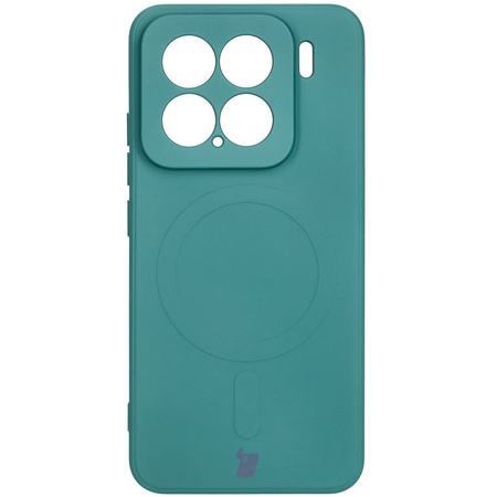 Silikonowe etui z pierścieniem magnetycznym Bizon Case Silicone Magnetic Sq do Xiaomi 15, ciemnozielone