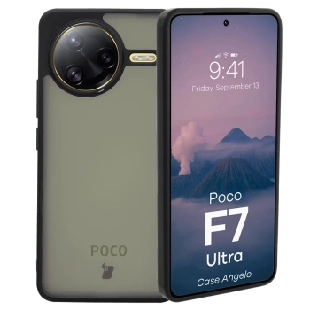 Etui Bizon Case Angelo do Xiaomi Poco F7 Ultra, półprzezroczyste z czarną ramką