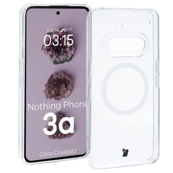Etui z pierścieniem magnetycznym Bizon Case CrystalO do Nothing Phone (3a), przezroczyste