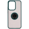 Etui z uchwytem na palec Bizon Case Hybrid Ring do Oppo Reno13, przydymione z ciemnozieloną ramką