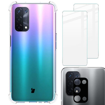 Etui + 2x szkło + obiektyw Bizon Case Clear Pack do Oppo A74 5G / A54 5G, przezroczyste
