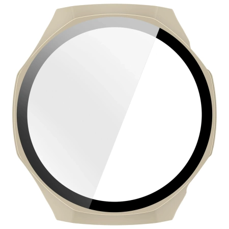 Etui ze szkłem do zegarka Bizon Case+Glass Watch do Huawei Watch GT6 Pro 46 mm, beżowe