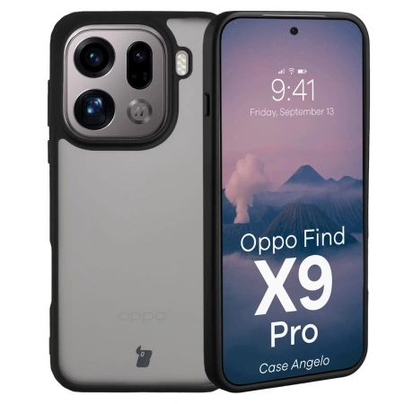 Etui Bizon Case Angelo do Oppo Find X9 Pro, przydymione z czarną ramką