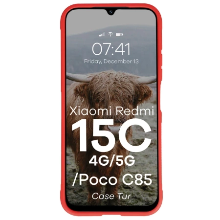 Pancerne etui Bizon Case Tur do Xiaomi Redmi 15C 4G / 5G / POCO C85 4G, czerwone