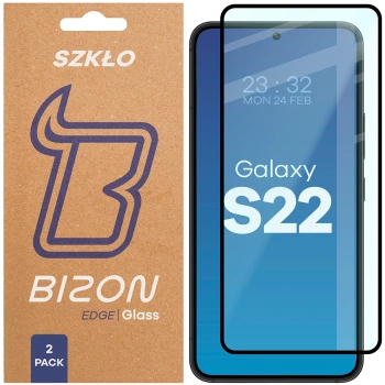 Szkło hartowane Bizon Glass Edge Duo do Galaxy S22, czarna ramka, 2 sztuki