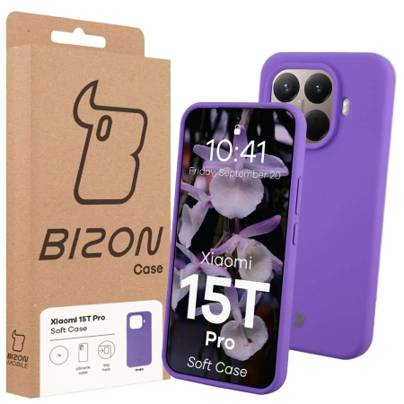 Silikonowe etui Bizon Soft Case do Xiaomi 15T Pro, fioletowe