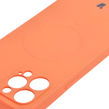 Etui silikonowe z pierścieniem magnetycznym Bizon Case Silicone Magnetic do iPhone 12 Pro Max, marchewkowe