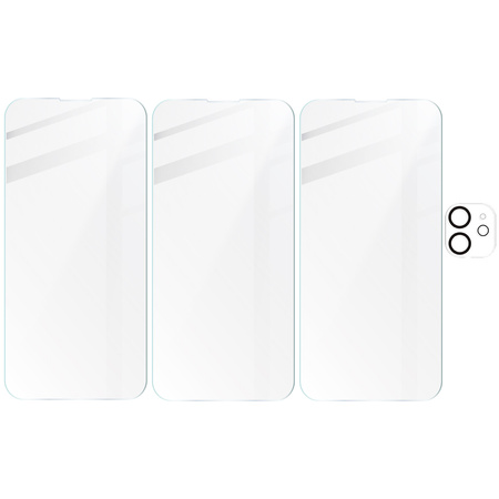 3x Szkło + szybka na aparat BIZON Clear 2 Pack do iPhone 12