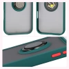 Etui z uchwytem na palec Bizon Case Hybrid Ring do iPhone 17 Pro Max, przydymione z ciemnozieloną ramką