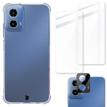 Etui + 2x szkło + obiektyw Bizon Case Clear Pack do Motorola Moto G34 5G, przezroczyste