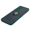 Etui z uchwytem na palec Bizon Case Hybrid Ring do Oppo A78 5G, przydymione z ciemnozieloną ramką