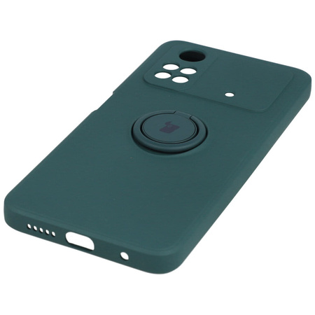 Etui Bizon Case Silicone Ring do Xiaomi Poco M4 Pro 4G, ciemnozielone