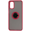 Etui z uchwytem na palec Bizon Case Hybrid Ring do Motorola Moto G22 / E32 / E32s, przydymione z czerwoną ramką