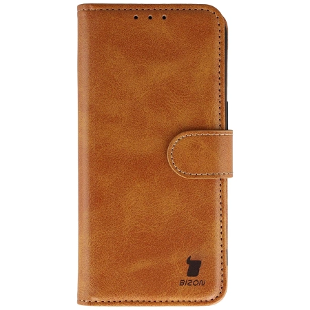 Etui z klapką Bizon Case Pocket do iPhone 17 Pro, brązowe