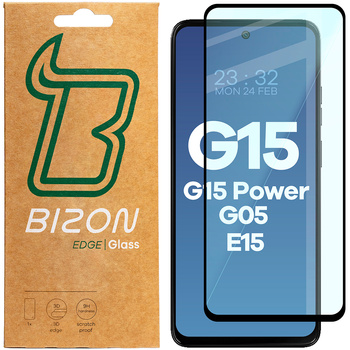 Szkło hartowane Bizon Glass Edge 2 do Motorola Moto G15/G15 Power/G05/E15, czarna ramka