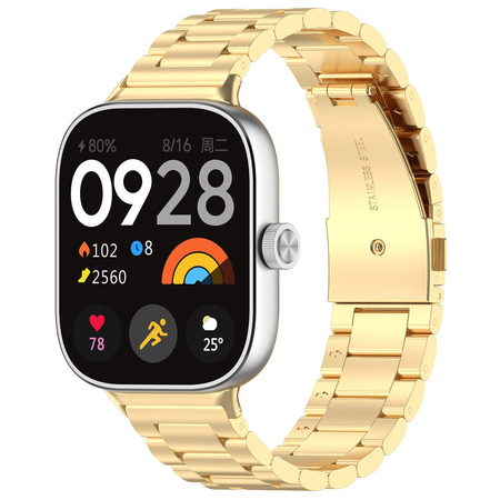 Pasek ze stali nierdzewnej Bizon Strap Watch Aura do  Xiaomi Redmi Watch 5/4 / Smart Band 9/8 Pro, złoty