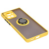 Etui z uchwytem na palec Bizon Case Hybrid Ring do Motorola Edge 30 Ultra, przydymione z żółtą ramką