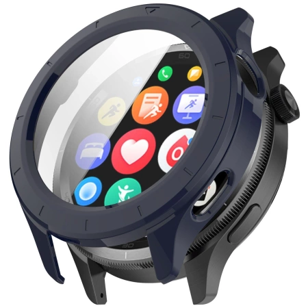 Etui ze szkłem do zegarka Bizon Case+Glass Watch do Xiaomi Watch S4, niebieskie