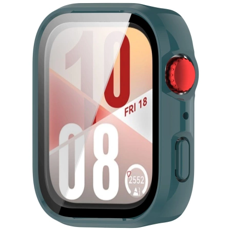 Etui ze szkłem do zegarka Bizon Case+Glass Watch do Huawei Watch Fit 4, zielone