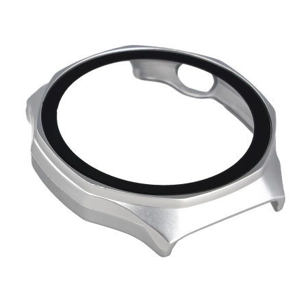 Etui ze szkłem do zegarka Bizon Case+Glass Watch do Huawei Watch GT6 Pro 46 mm, matowe srebrne