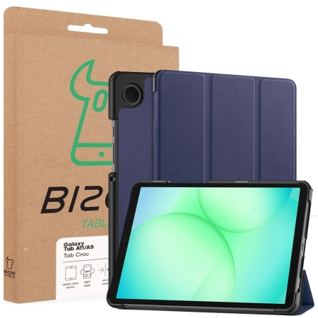 Etui z klapką Bizon Case Tab Croc do Galaxy Tab A11 / A9, granatowe