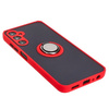 Etui z uchwytem na palec Bizon Case Hybrid Ring do Galaxy A05s, przydymione z czerwoną ramką