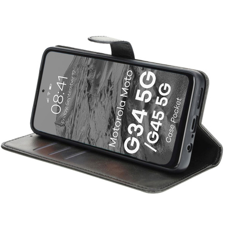 Etui z klapką Bizon Case Pocket do Motorola Moto G34 5G, czarne