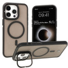 Etui z podstawką i pierścieniem magnetycznym Bizon Case Eclipse do iPhone 15 Pro Max, przydymione z czarną ramką