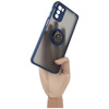 Etui z uchwytem na palec Bizon Case Hybrid Ring do Motorola Moto G42 , przydymione z granatową ramką