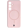 Silikonowe etui z pierścieniem magnetycznym Bizon Soft Case Magnetic do Galaxy S25, jasnoróżowe