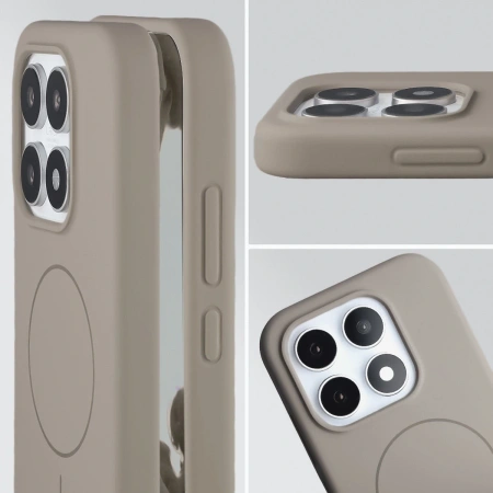 Silikonowe etui z pierścieniem magnetycznym Bizon Soft Case Magnetic do Xiaomi 17, jasnoszare