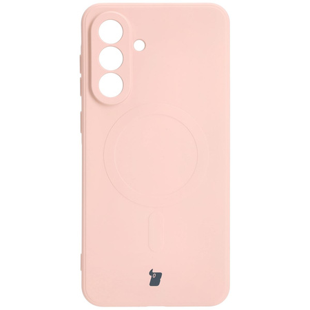 Silikonowe etui z pierścieniem magnetycznym Bizon Case Silicone Magnetic Sq do Galaxy A56 5G, jasnoróżowe