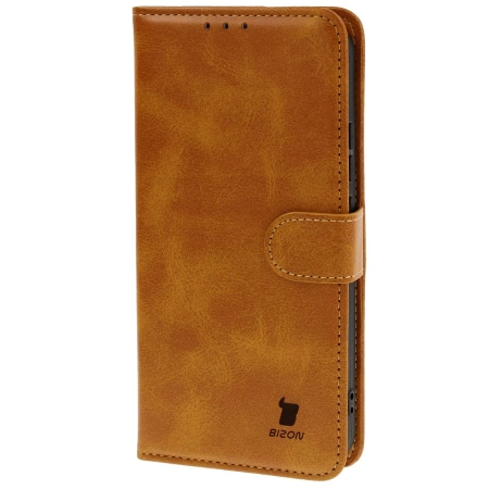 Etui z klapką Bizon Case Pocket do Oppo Reno13, brązowe