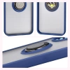 Etui z uchwytem na palec Bizon Case Hybrid Ring do Xiaomi POCO F7, przydymione z granatową ramką