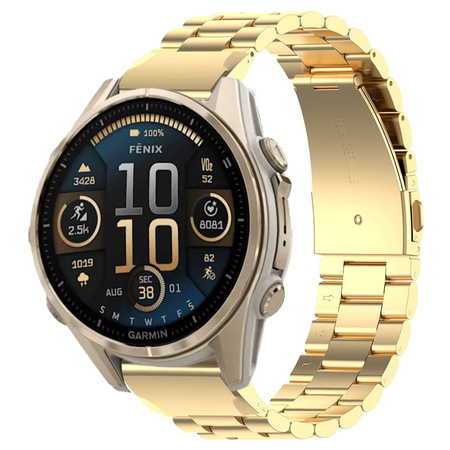 Pasek ze stali nierdzewnej do smartwatcha, Bizon Strap Watch Aura, QuickFit 20 mm, złoty