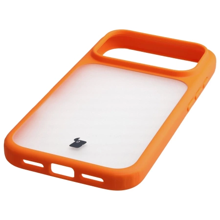 Etui Bizon Case Angelo do iPhone 17 Pro, półprzezroczyste z pomarańczową ramką