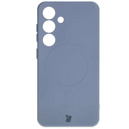 Silikonowe etui z pierścieniem magnetycznym Bizon Case Silicone Magnetic do Galaxy S25 / Galaxy S24, szare