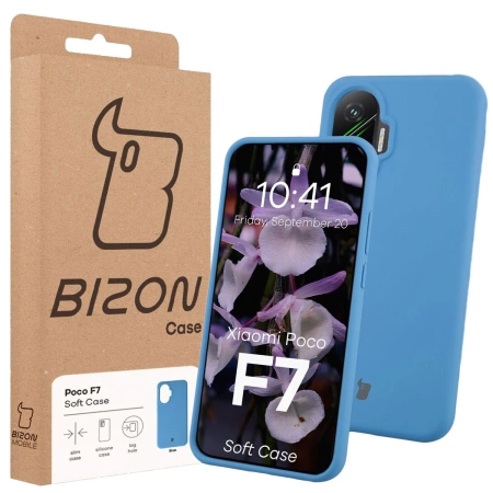 Silikonowe etui Bizon Soft Case do Xiaomi POCO F7, niebieskie