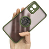 Etui z uchwytem na palec Bizon Case Hybrid Ring do Motorola Edge 30 Neo, przydymione z zieloną ramką