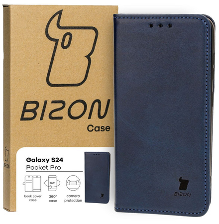 Etui z klapką Bizon Case Pocket Pro do Galaxy S24, granatowe