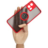 Etui z uchwytem na palec Bizon Case Hybrid Ring do Motorola Edge 30 Fusion, przydymione z czerwoną ramką