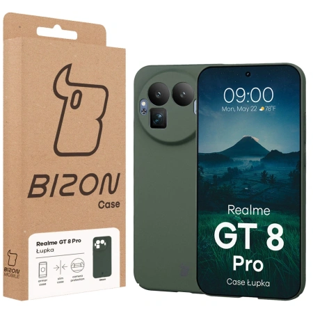 Etui Bizon Case Łupka do Realme GT 8 Pro, zielone
