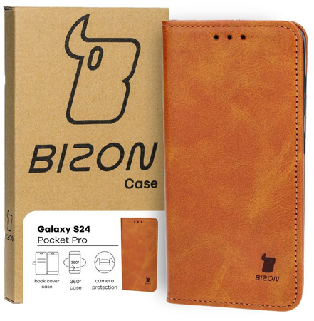 Etui z klapką Bizon Case Pocket Pro do Galaxy S24, brązowe