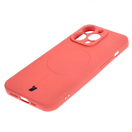 Etui silikonowe z pierścieniem magnetycznym Bizon Case Silicone Magnetic do iPhone 13 Pro, brudnoróżowe