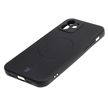 Etui silikonowe z pierścieniem magnetycznym Bizon Case Silicone Magnetic do iPhone 12, czarne