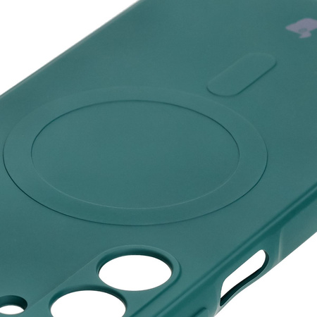 Silikonowe etui z pierścieniem magnetycznym Bizon Case Silicone Magnetic Sq do Galaxy A16 4G / 5G, ciemnozielone